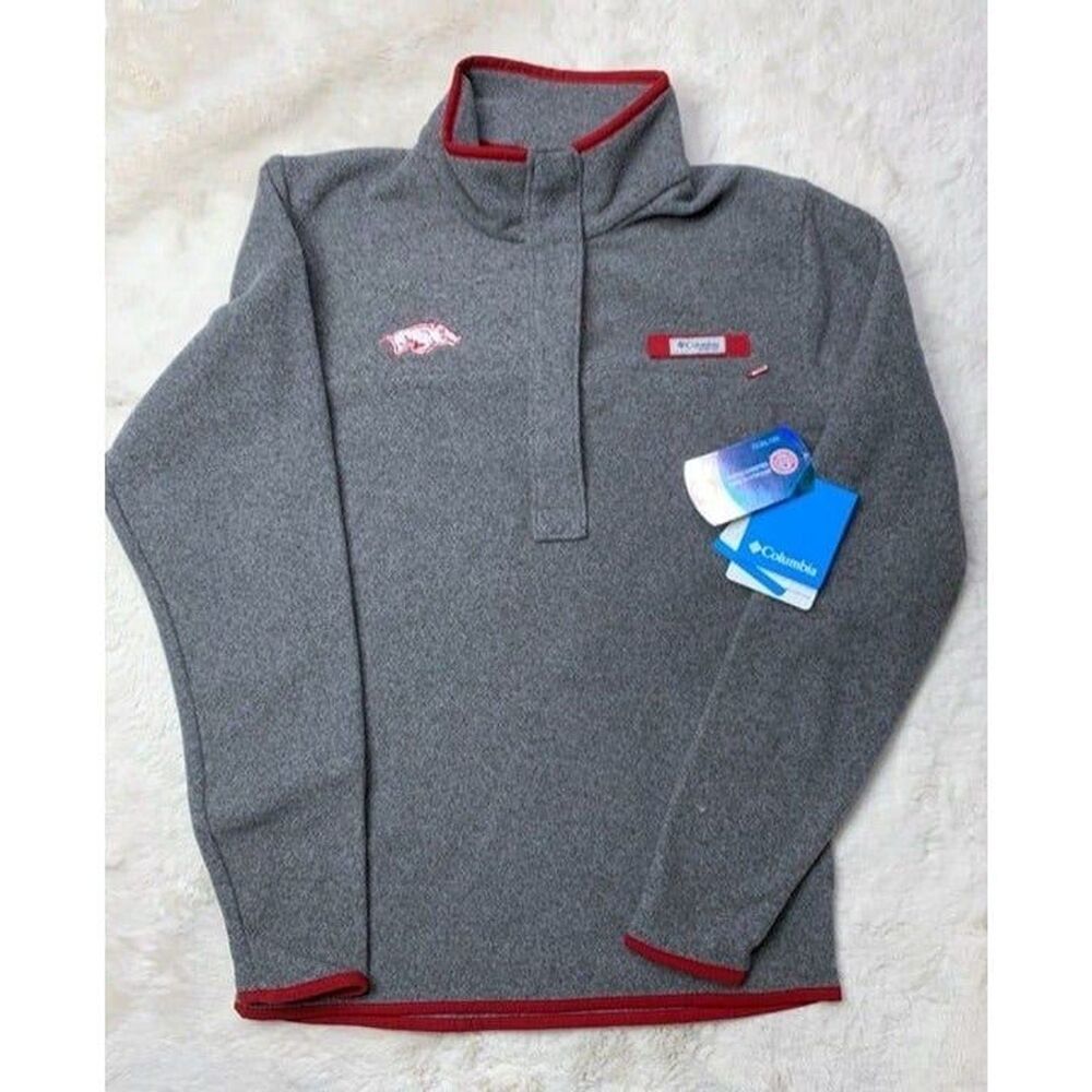 Columbia Women XS Embroidered University Arkansas Razorbacks gray Fleece sweater